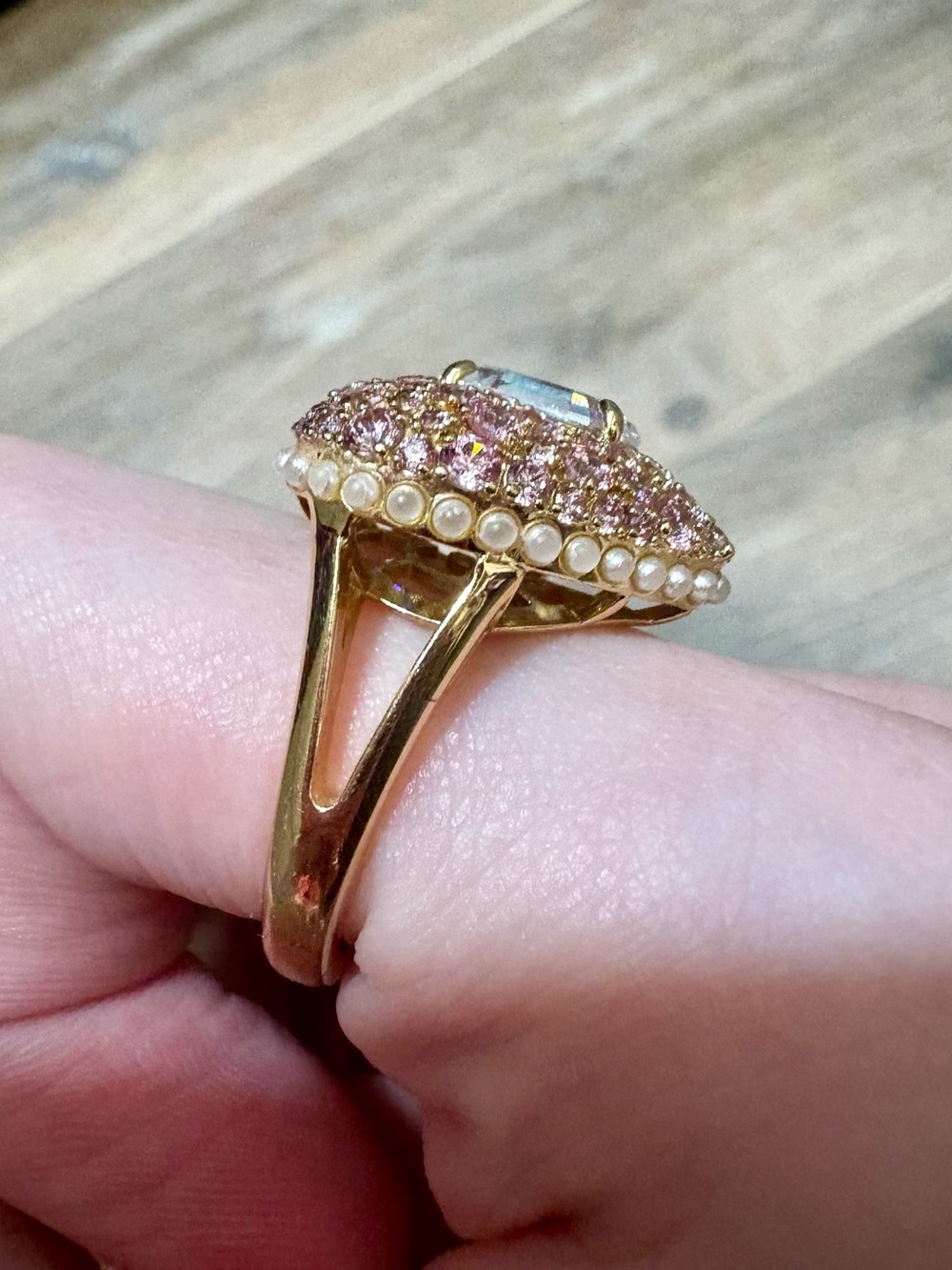 Swarovski Pink and Gold Heart Ring - Picture 8 of 11